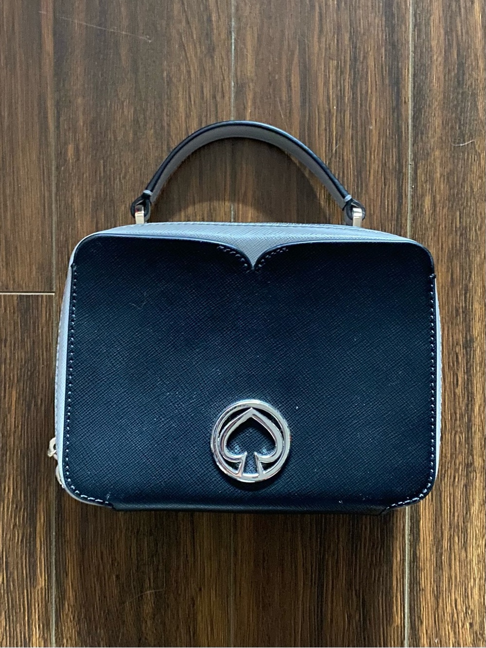 kate spade Black Top-Handle Mini Bag with Silver Spade Emblem